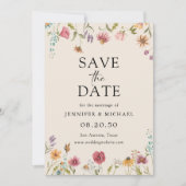 Boho-Wildblumen speichern Datumskarten Einladung (Vorderseite)