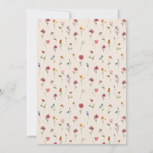 Boho-Wildblumen speichern Datumskarten Einladung (Rückseite)