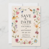 Boho-Wildblumen speichern Datumskarten Save The Date (Vorderseite)