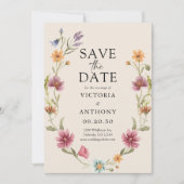 Boho-Wildblumen speichern Datumskarten Save The Date (Vorderseite)