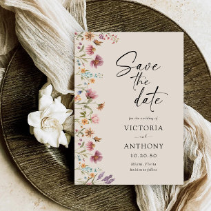 Boho-Wildblumen speichern Datumskarten Save The Date