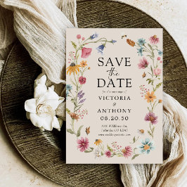 Boho-Wildblumen speichern Datumskarten Save The Date