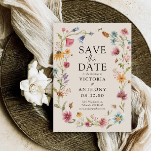 Boho-Wildblumen speichern Datumskarten Save The Date