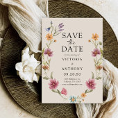 Boho-Wildblumen speichern Datumskarten Save The Date