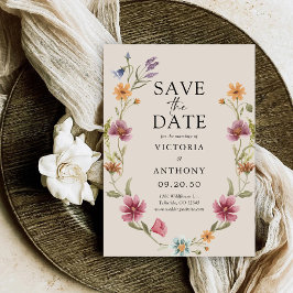 Boho-Wildblumen speichern Datumskarten Save The Date