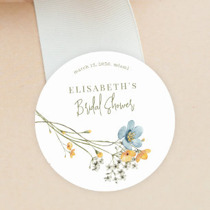 Boho Wildblumen Spring Brautparty personalisiert Runder Aufkleber