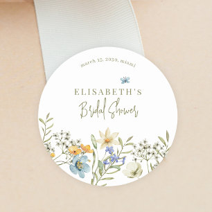 Boho Wildblumen Spring Brautparty personalisiert Runder Aufkleber