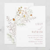 Boho Wildblumen Spring Floral Wedding Einladung (Vorne/Hinten)