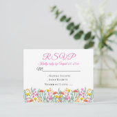 Boho Wildblumen Summer Floral Wedding RSVP Einladungspostkarte (Stehend Vorderseite)
