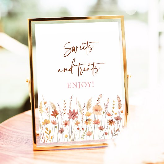 Boho Wildblumen Sweet Leckereien Baby Dusche Schil Poster