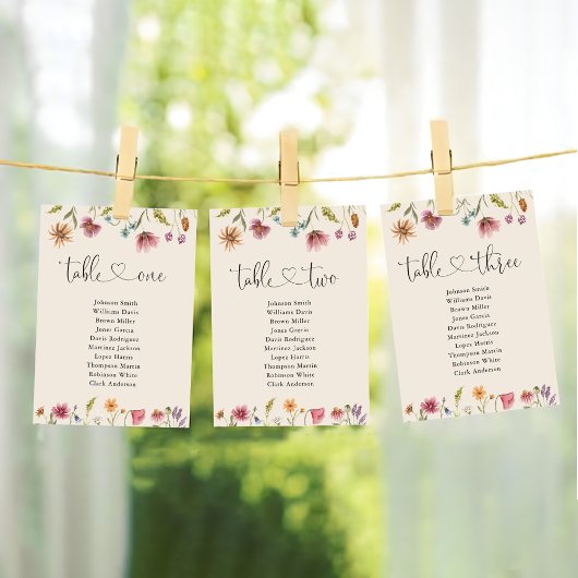 Boho Wildblumen Tischnummer 3 Sitzplan