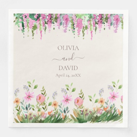 Boho Wildblumen und Acacia Wedding Napkins Serviette (Vorderseite)