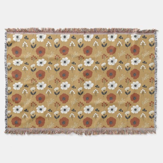 Boho-Wildblumen- und Beerenmuster Decke (Vorderseite)