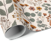 Boho-Wildblumen und Eukalyptus-Muster Geschenkpapier (Rolleneckpunkt)