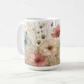 Boho Wildblumen und Schmetterlinge Kaffeetasse (Vorderseite Links)