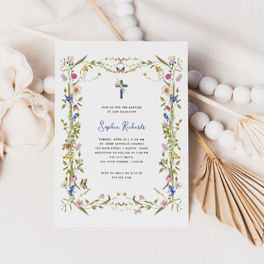 Boho Wildblumen und Schmetterlinge | Taufe Einladung