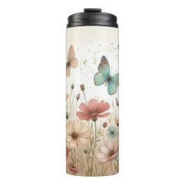 Boho Wildblumen und Schmetterlinge Thermosbecher