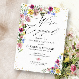 Boho-Wildblumen-Verlobungsparty Einladung