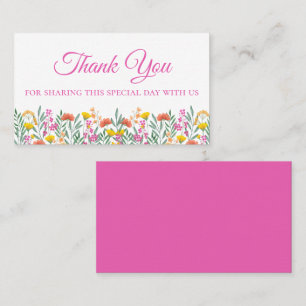 Boho Wildblumen Vielen Dank, dass Sie Pink Floral Platzkarte