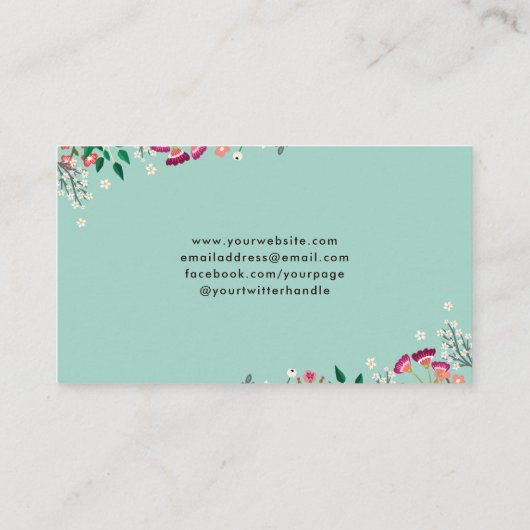 Boho Wildblumen Visitenkarte (Rückseite)