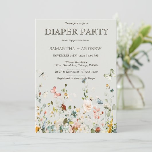 Boho Wildblumen Vorlage für Party (Stehend Vorderseite)