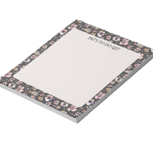 Boho-Wildblumen-Wasserfarbe Charcoal Blush Notizblock