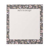 Boho-Wildblumen-Wasserfarbe Charcoal Blush Notizblock (Vorderseite)