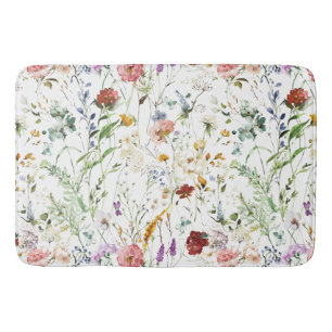 Boho Wildblumen Wasserfarbe Frühling Blume Badematte