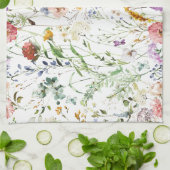 Boho Wildblumen Wasserfarbe Frühling Blume Geschirrtuch (Gefaltet)