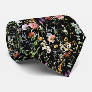 Boho Wildblumen Wasserfarbe Frühling Blume Krawatte