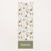 Boho-Wildblumen-Wasserfarbe-Individueller Name Yogamatte (Vorderseite)