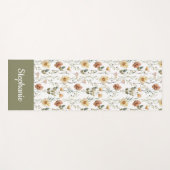 Boho-Wildblumen-Wasserfarbe-Individueller Name Yogamatte (Vorderseite (Horizontal))