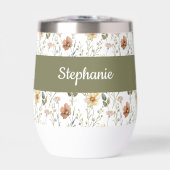 Boho-Wildblumen-Wasserfarbe-Monogramm-Name-Thermal (Vorderseite)