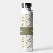 Boho-Wildblumen-Wasserfarbe-Monogramm-Name Trinkflasche (Links)