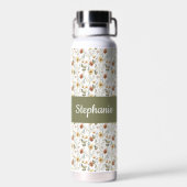 Boho-Wildblumen-Wasserfarbe-Monogramm-Name Trinkflasche (Rückseite)