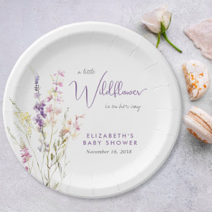 Boho-Wildblumen-Wasserfarben-Baby-Party Pappteller