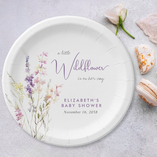 Boho-Wildblumen-Wasserfarben-Baby-Party Pappteller