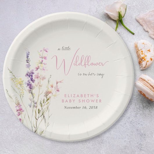 Boho-Wildblumen-Wasserfarben-Baby-Party Pappteller