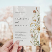 Boho Wildblumen Wasserfarben Minimale Hochzeit Einladung