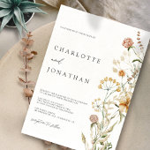 Boho Wildblumen Wasserfarben Minimale Hochzeit Einladung