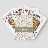 Boho-Wildblumen-Wasserfarben-Monogramm-Name Spielkarten (Rückseite)