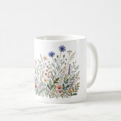 Boho-Wildblumen-Wasserfarben-Tasse Kaffeetasse (VorderseiteRechts)