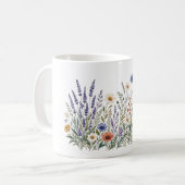 Boho-Wildblumen-Wasserfarben-Tasse Kaffeetasse (Vorderseite Links)
