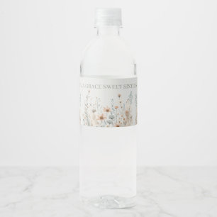 Boho Wildblumen Wasserflaschenetikett