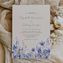 Boho Wildblumen Watercolor Bluebells Wedding Einladung