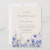 Boho Wildblumen Watercolor Bluebells Wedding Einladung (Vorderseite)
