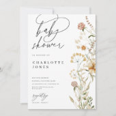 Boho Wildblumen Watercolor Minimal Babydusche Einladung (Vorderseite)