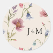 Boho Wildblumen Wedding Classic Round Sticker (Vorderseite)