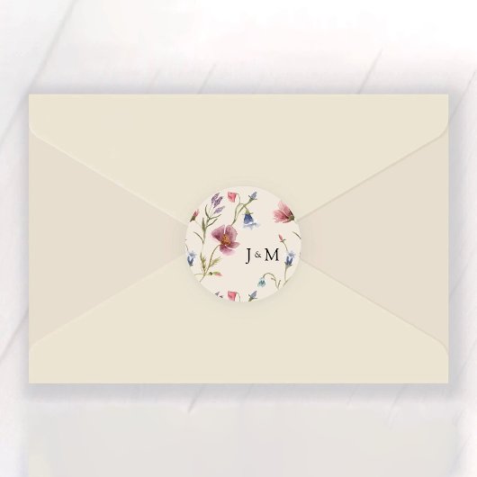 Boho Wildblumen Wedding Classic Round Sticker