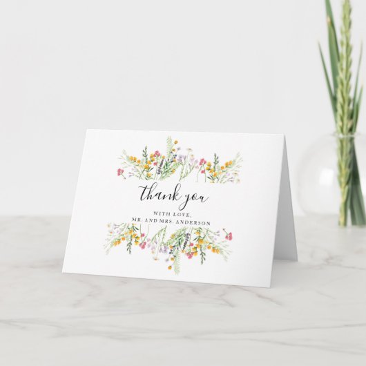 Boho Wildblumen Wedding Danke-Card Karte (Vorderseite)